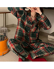 [잠옷세트] 체크체크 포켓 카라 파자마 긴팔잠옷 4컬러