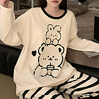 냥이멍이 귀여운 긴팔 파자마 잠옷세트 3컬러