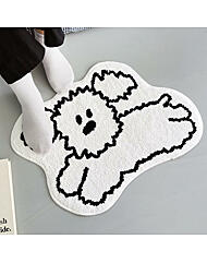 귀여운 강아지 캐릭터 발매트 [로마네 감성 현관 욕실 발닦개 디자인 원룸 자취방 침대 강아지모양 러그 포