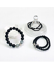 흑요석 흑마노 실버행운팔찌 3종택1 남녀공용원석팔찌