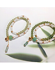 H4H5 운수요 천연 화전옥 비즈팔찌 2종택1 행운팔찌