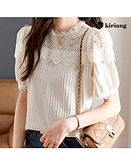 [키리앙] 오브제 레이스 패널 블라우스