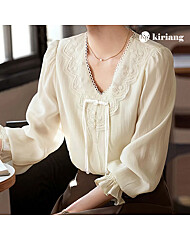 [키리앙] 페즌 레이스 브이넥 블라우스