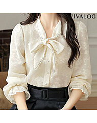 [비바로그] 안나 레이스 리본타이 블라우스
