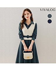 [비바로그] 제르디 조끼 레이어드 벨티드 원피스