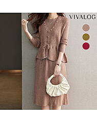 [비바로그] 슈엔 니트 조끼 투피스 원피스