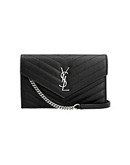 생로랑 742920 BOW02 1000 카산드라 모노그램 마틀라세 엔벨로프 은장 WOC 체인 크로스백