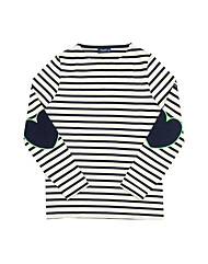 세인트제임스 8649 ECRU MARI TONIC 보쟈니 스트라이프 엘보 하트 패치 여성 긴팔티