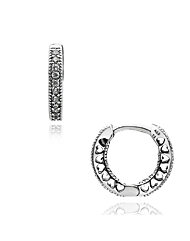판도라 296317CZ 시그니처 하트 오브 판도라 파베 후프 실버 귀걸이