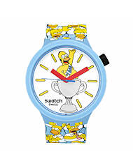 스와치 SB05Z100 THE SIMPSONS BEST. DAD. EVER. 공용 우레탄시계
