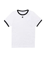 꾸레쥬 125JTS017 JS0203 0083 로고 콘트라스트 링거 여성 반팔티