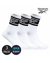 리복 남성 스포츠 프로퍼포먼스파일 배색 로고 크루삭스 3P_WH