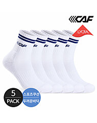 르까프 남성 스포츠쿠션 탑투라인 컴포트핏 중목양말 5P_WH/BL