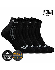 에버라스트 남성 스포츠 쿠션 스텐다드 사이드라인 발목양말 4P_BK