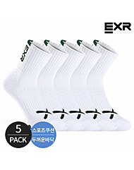 EXR 여성 스포츠 쿠션 발등 로고포인트 중목양말 5P_WHGR