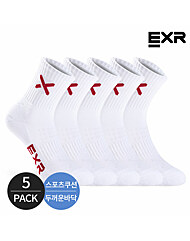 EXR 여성 스포츠 쿠션 심플 컬러로고 중목양말 5P_WHRD