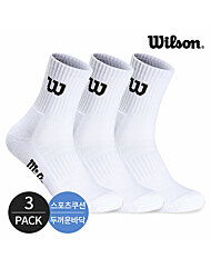 윌슨 남성 스포츠 쿠션 심플 발등메쉬 중목양말 3P_WH/BK