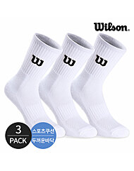 윌슨 여성 스포츠 쿠션 로고포인트 크루삭스 3P_WH/BK