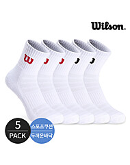 윌슨 여성 스포츠 쿠션 심플 발등메쉬 중목양말 5P_MX