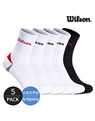 윌슨 남성 스포츠 쿠션 발등메쉬 힐포인트 중목양말 5P_MX