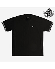 지오메트릭 그라운드 남성 터틀넥 골프웨어 반팔 티셔츠 블랙