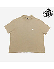 지오메트릭 그라운드 여성 터틀넥 반팔 티셔츠 베이지