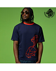 지오메트릭 그라운드 남성 빅 심볼 패턴 그래픽 반팔 티셔츠 네이비