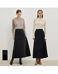 [머티리얼랩] 24FW 프리미엄 롱 데님 스커트 2종택1