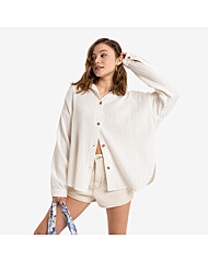 록시 모닝 타임 오버사이즈 긴팔 셔츠 (RF11SH041-WBS)