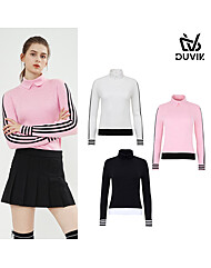 듀빅 여성 배색 골조직 니트 터틀 스웨터 DC3WST002