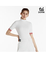 듀빅 여성 하프넥 자가드 니트 티셔츠 DE2WTS125WH