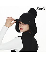 듀빅 여성 앙고라 니트 퍼 귀달이 골프모자 DF4WAP792BK