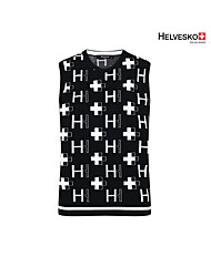 헬베스코 여성 라운드 패턴 로고 니트 베스트 H2FWVT870