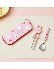 모던하우스 숟가락과 교정젓가락 세트 지퍼케이스 포함 리본래빗 KI0725005