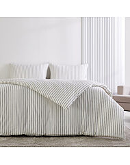 모던하우스 퓨어코튼 심리스 60수 고밀도 싱글 차렵이불 아이보리 스트라이프 CV0225007