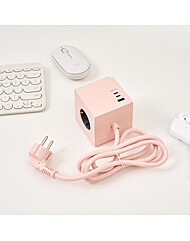 모던하우스 인테리어 컬러 큐브 멀티탭 3구+1USB+2C 핑크 LT0326001