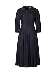 베스띠벨리 배색 플리티드 카라데님 원피스BJOKH25140