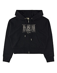 마리떼 W EMBROIDERY CLASSIC LOGO CROP HOODIE ZIPUP MFG45CHD109 BLK