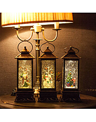 (USB포함) 사각 랜턴 산타 크리스마스 오르골 워터볼 LED 스노우볼 무드등 조명