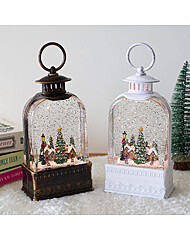 투명 아치 마을 크리스마스 오르골 워터볼 LED 스노우볼 무드등 조명