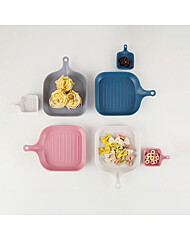 [2개세트 ] 카밀리아 사각 플레이트 손잡이 팬소스볼 소스그릇