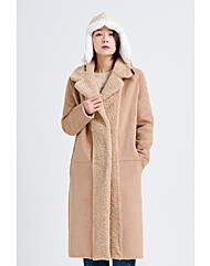 테디베어 양면 베이지 에코 무스탕 코트