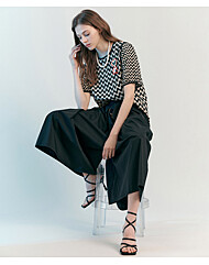 핀턱 플리츠 와이드 플레어 큐롯 팬츠