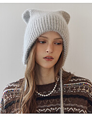 스트링 니트 캣 비니