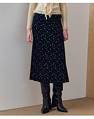 플라워 패턴 벨벳 롱 스커트