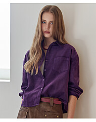 절개라인 포켓 코듀로이 크롭 셔츠