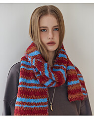 멀티 스트라이프 헤어리 니트 머플러