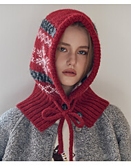 스노우 노르딕 패턴 니트 바라클라바