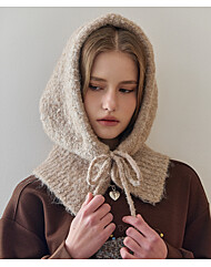 부클 텍스처 소프트 니트 바라클라바