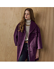 더블 플랩 아웃 포켓 부클 하프 코트